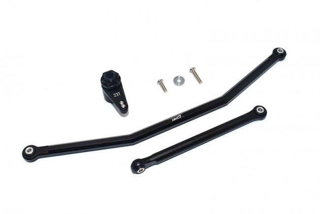 Gpm RBX16023T Aluminum Front Steering Tie Rods W/ Aluminum 7075 23t Servo Horn W. Built-in Spring - 2 Positioning Holes Axial 1/10 4wd Rbx10 Ryft Brushless Rock Bouncer Axi03005 Black