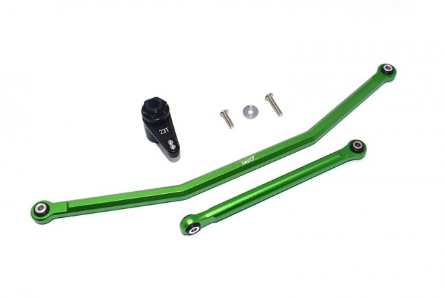 Gpm RBX16023T Aluminum Front Steering Tie Rods W/ Aluminum 7075 23t Servo Horn W. Built-in Spring - 2 Positioning Holes Axial 1/10 4wd Rbx10 Ryft Brushless Rock Bouncer Axi03005 Green