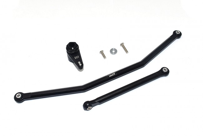 Gpm RBX16025T Aluminum Front Steering Tie Rods W/ Aluminum 7075 25t Servo Horn W. Built-in Spring - 2 Positioning Holes Axial 1/10 4wd Rbx10 Ryft Brushless Rock Bouncer Axi03005 Black