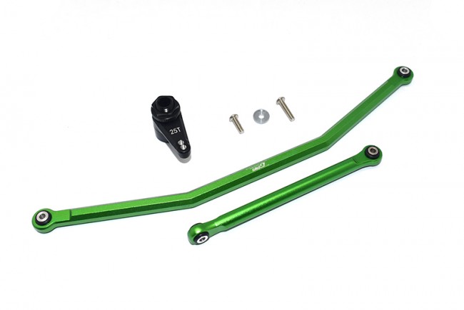 Gpm RBX16025T Aluminum Front Steering Tie Rods W/ Aluminum 7075 25t Servo Horn W. Built-in Spring - 2 Positioning Holes Axial 1/10 4wd Rbx10 Ryft Brushless Rock Bouncer Axi03005 Green