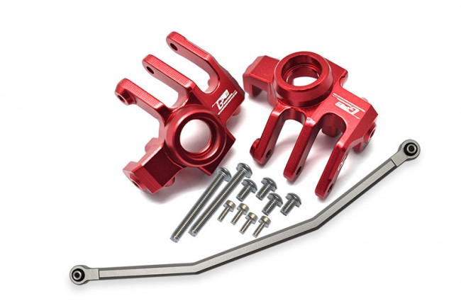 Gpm RBX021N Aluminum Front Knuckle Arm With Steering Rod Axial 1/10 4wd Rbx10 Ryft Brushless Rock Bouncer Truck Axi03005 Red
