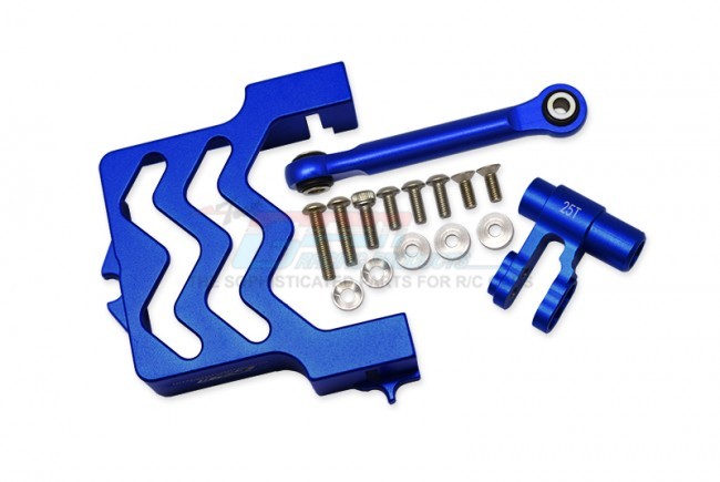 Gpm TXM024N Aluminum Servo Mount W/ Aluminum Tie Rod - 25t Aluminum Servo Horn 1/5 Traxxas 4wd X-maxx 6s 8s Monster Blue