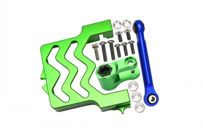 Gpm TXMS024N Aluminum Servo Mount W/ Aluminum Tie Rod - 25t Aluminum Servo Horn Traxxas Rc 1/10 4wd Maxx Monster Truck 89076 Green