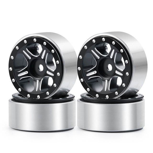 Aluminium 5 Spokes 1.0 Beadlock Wheel Rims Set For 1/24 Axial Racing SCX24 Axi00001 Rc Crawler Car Black