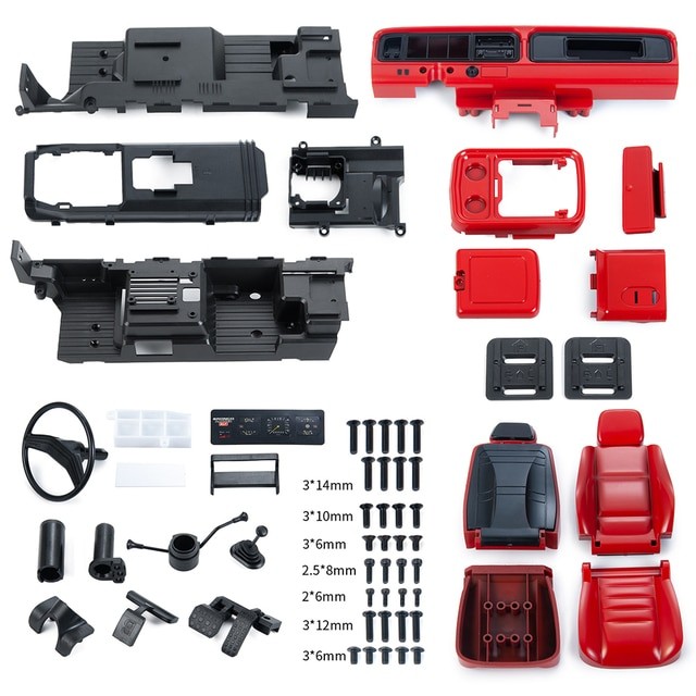 Interior Body Shell Cab Seat Kit Decoration For 1/10 Rc Traxxas Trx-4 Bronco Red