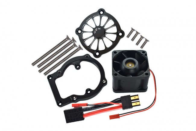 Gpm SLE018FAN Aluminum 6061-t6 Motor Heatsink With Cooling Fan Traxxas 1/8 4wd Sledge Monster Truck 95076-4 Black