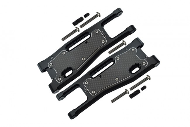 Gpm SLE055N Aluminium 6061-t6 Front Lower Arms Carbon Fibre Dust-proof Protection Plate 1/8 Traxxas 4wd Sledge Monster Truck 95076-4 Black