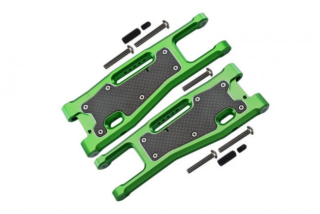 Gpm SLE055N Aluminium 6061-t6 Front Lower Arms Carbon Fibre Dust-proof Protection Plate 1/8 Traxxas 4wd Sledge Monster Truck 95076-4 Green