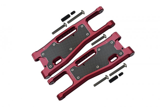 Gpm SLE055N Aluminium 6061-t6 Front Lower Arms Carbon Fibre Dust-proof Protection Plate 1/8 Traxxas 4wd Sledge Monster Truck 95076-4 Red