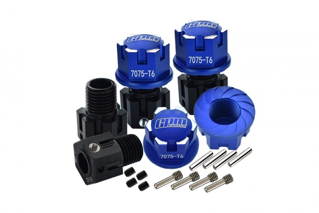 Gpm SLE10A+6.5MM Aluminum 7075-t6 Hex Adapters (+6.5mm ) And Wheel Lock Traxxas 1/8 4wd Sledge Monster Truck / E-revo / Maxx Blue