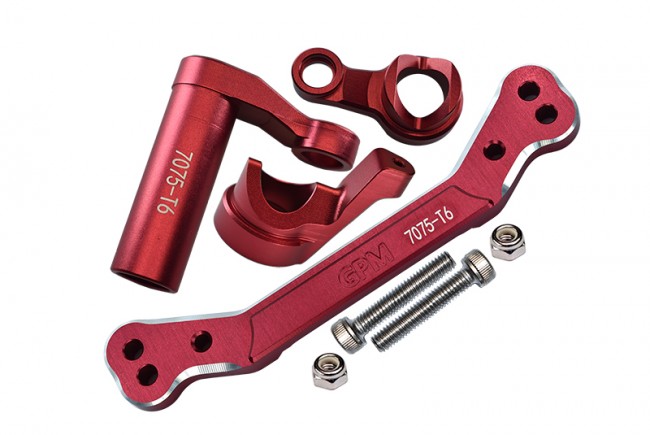 Gpm SLE048A Aluminum 7075-t6 Steering Assembly W/ Steering Plate Traxxas Rc 1/8 4wd Sledge Monster Truck 95076-4 Red