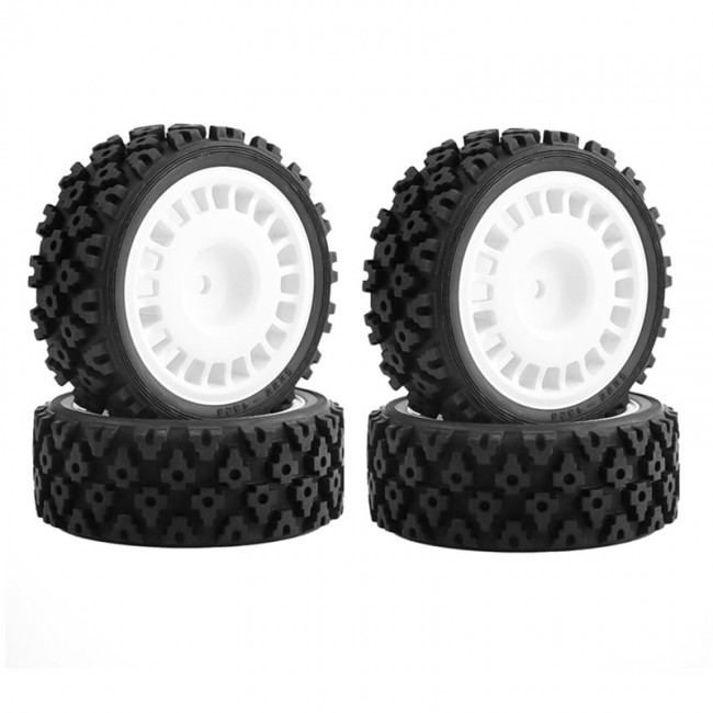 28mm Rubber Tire & Abs Rim Set For 1/10 Tamiya Xv-01 Xv-02 Buggy Truck Type 1