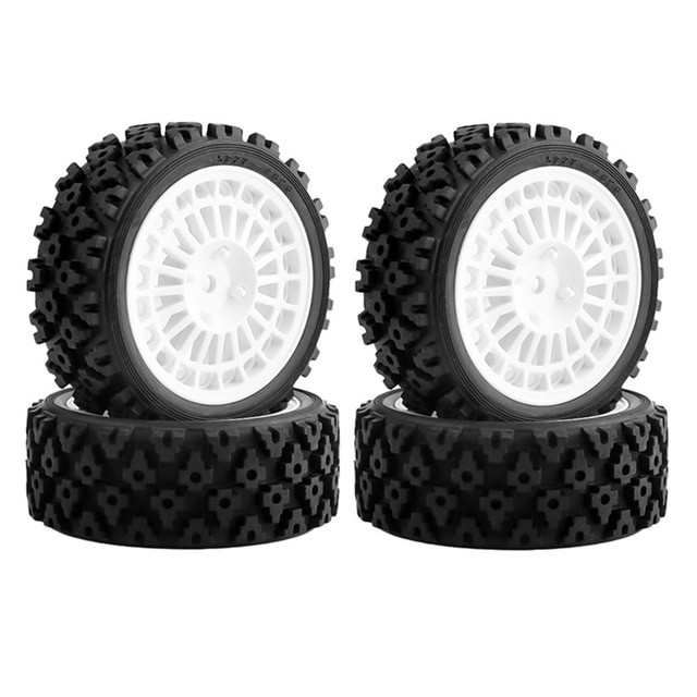 28mm Rubber Tire & Abs Rim Set For 1/10 Tamiya Xv-01 Xv-02 Buggy Truck Type 2