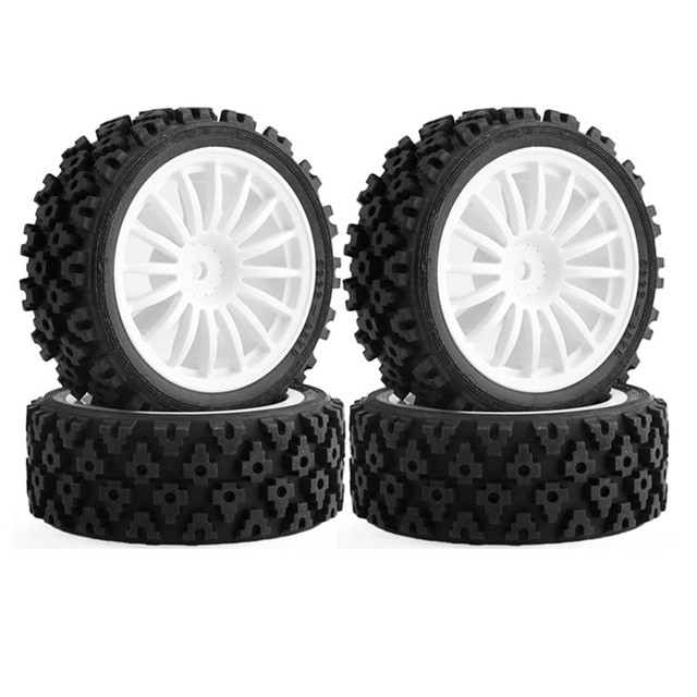 28mm Rubber Tire & Abs Rim Set For 1/10 Tamiya Xv-01 Xv-02 Buggy Truck Type 3