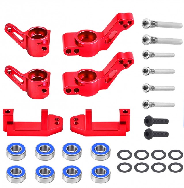 Alloy Front Steering Block C Hub Rear Hub 1/10 Traxxas Slash 2wd / Stampede / Rustler Car Red