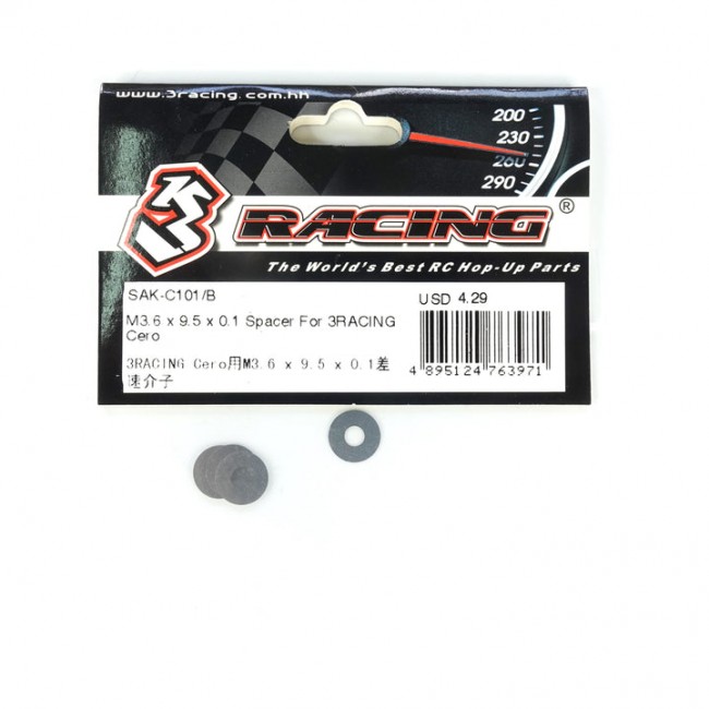 3racing SAK-C101/B M3.6 X 9.5 X 0.1 Spacer 1/10 Rc Sakura Cero Ultra Touring Car 