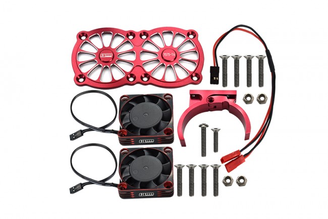 Gpm MAKX018FANA Aluminum 7075-t6 Motor Heatsink With Dual Metal Frame Cooling Fan And Adjustable Mount Traxxas 1/8 4wd Sledge Monster Truck 95076-4 Red