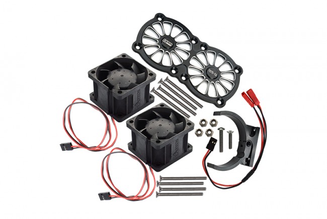 Gpm MAKX018FANB Aluminum 7075-t6 Motor Heatsink With Dual Cooling Fan And Adjustable Mount Traxxas 1/8 4wd Sledge Monster Truck 95076-4 Black