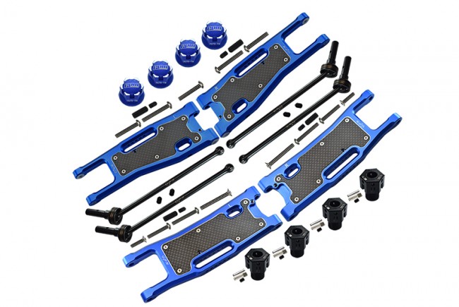 Gpm Full Suspension Set With Steel Cvd For Traxxas 1/8 4wd Sledge Monster Truck 95076-4 Blue