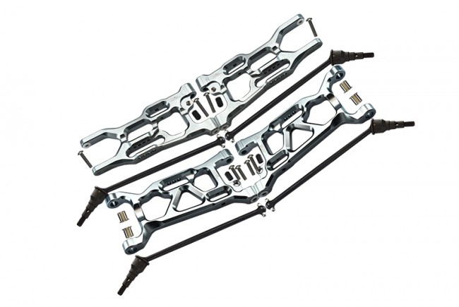 Gpm LU40555694 Front & Rear Supsnesion Arm With Cvd Set For Losi 1/10 4wd Lasernut Tenacity Ultra 4 Rock Racer Los03028 Silver