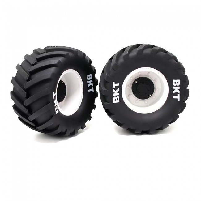 Rubber Tyre And Rim Set 1 Pair For Losi Lmt / Usa-1 / Smt10 Max-d 1/8 1/10 Monster White