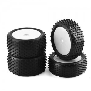 Rubber Tyre & Rim Set For 1/10 4wd Buggy Xray Xb2 / Traxxas Bandit / Yokomo Eb410 Yz4 Eb410