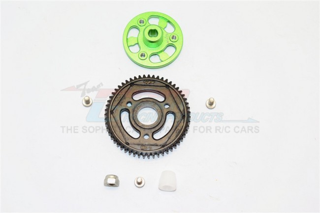 Aluminium Spur Gear Adapter Steel Gear 55t -   Axial Scx10 Ii Green