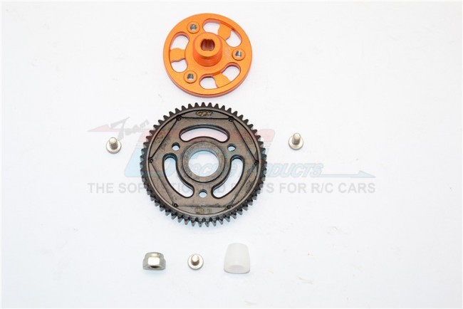 Aluminium Spur Gear Adapter Steel Gear 55t -   Axial Scx10 Ii Orange