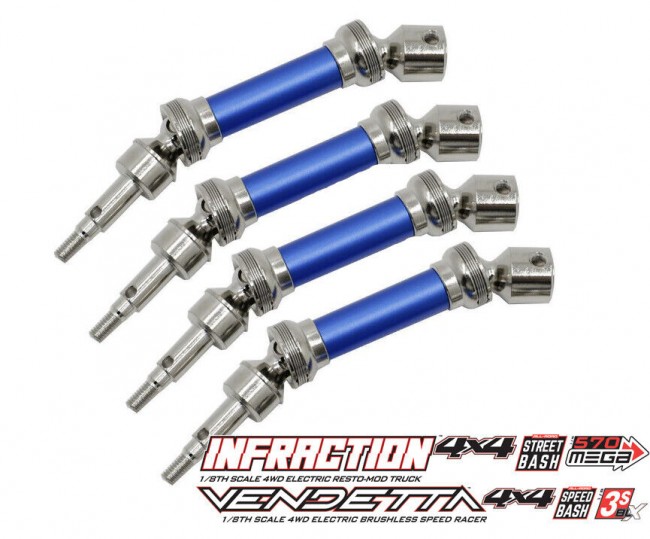 Front & Rear Steel Drive Shaft Cvd Arrma 1/8 Vendetta 4x4 3s Blx / Infraction 4wd Mega Blue