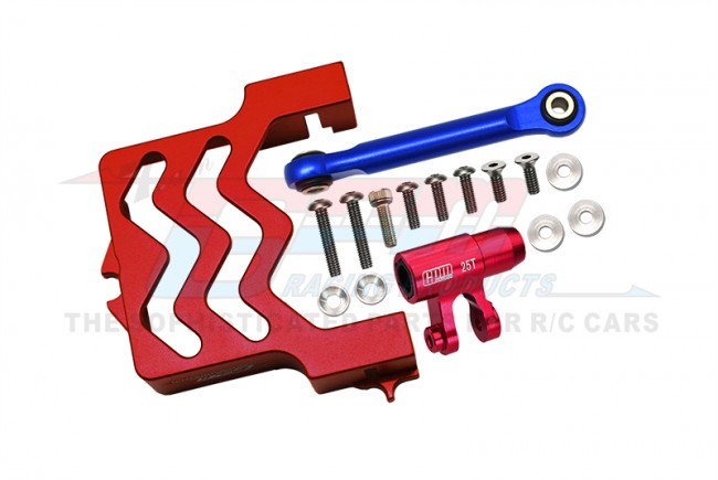 Gpm XRT024 Aluminum 6061-t6 Servo Mount Tie Rod 25t Servo Horn Set Traxxas 1/6 4wd Xrt 8s 78086-4 / 1/5 4wd X-maxx 6s Red