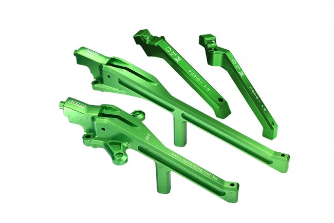 Gpm SLE016FRN 7075 Aluminium Front & Rear Chassis Brace Rc Traxxas 1/8 4wd Sledge Monster Truck-95076-4 Green