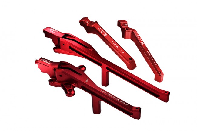 Gpm SLE016FRN 7075 Aluminium Front & Rear Chassis Brace Rc Traxxas 1/8 4wd Sledge Monster Truck-95076-4 Red
