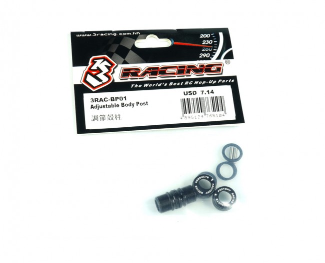 3racing 3rac-bp01 Aluminium Adjustable Body Post For 1/10 Rc Car Black