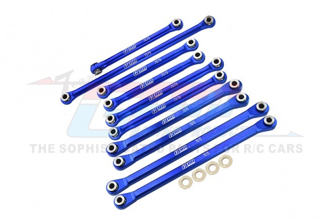 Gpm UTB1449162 Aluminum 7075-t6 Front & Rear Chassis Links Parts Tree W/ Front Steering Link Rod Axial 1/18 Utb18 Capra 4wd Unlimited Trail Buggy Axi01002 Blue