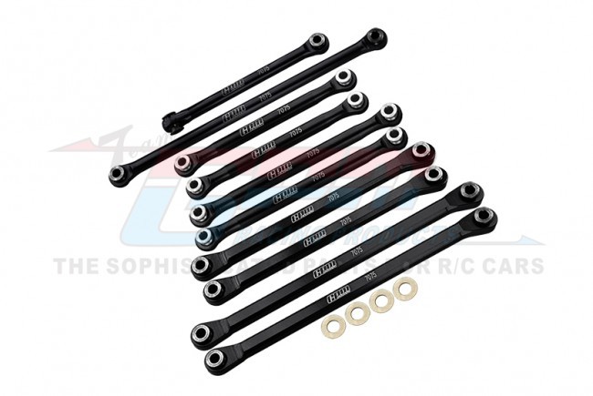 Gpm UTB1449162 Aluminum 7075-t6 Front & Rear Chassis Links Parts Tree W/ Front Steering Link Rod Axial 1/18 Utb18 Capra 4wd Unlimited Trail Buggy Axi01002 Black