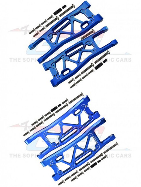Gpm SLE05556 Full Set Front And Rear Lower Suspension Arm 1/8 Traxxas 4wd Sledge Monster Blue