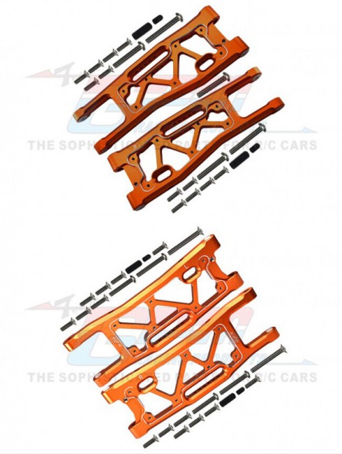 Gpm SLE05556 Full Set Front And Rear Lower Suspension Arm 1/8 Traxxas 4wd Sledge Monster Orange