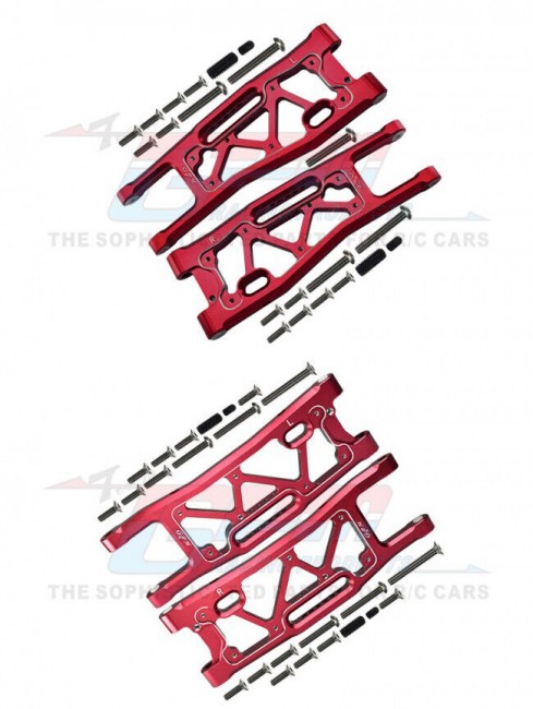 Gpm SLE05556 Full Set Front And Rear Lower Suspension Arm 1/8 Traxxas 4wd Sledge Monster Red