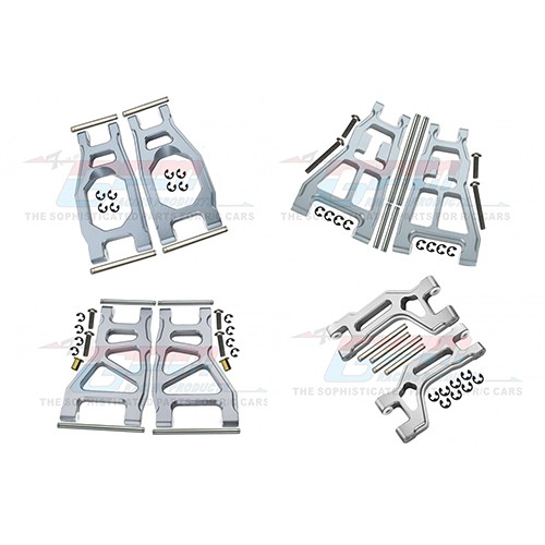 Gpm Combo Front & Rear Upper & Lower Suspension Arm Set For Tamiya Dt-03 Buggy Silver