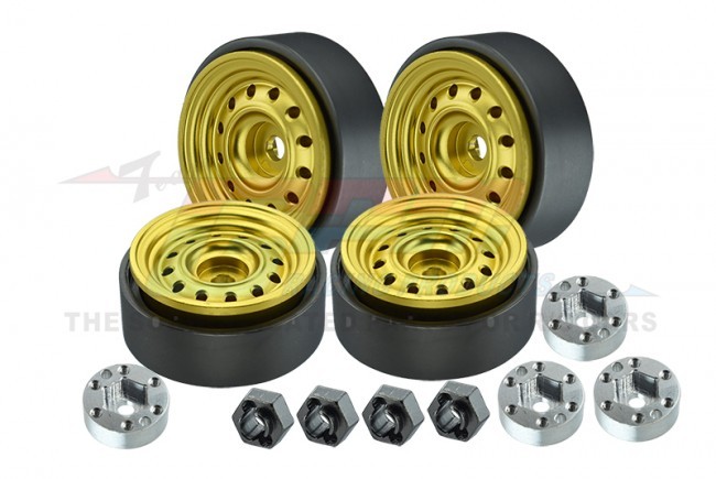 Gpm TRX4MZSP1220 Aluminum 1-inch Beadlock Wheel Rims Set 12 Holes Traxxas 1/18 4wd Trx-4m Ford Bronco 97074-1 / Defender 97054-1 Golden