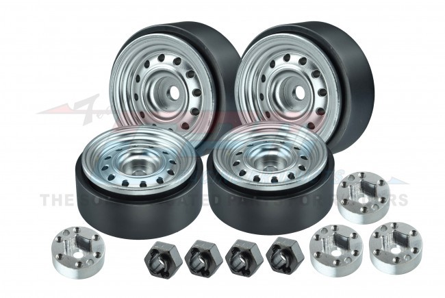 Gpm TRX4MZSP1220 Aluminum 1-inch Beadlock Wheel Rims Set 12 Holes Traxxas 1/18 4wd Trx-4m Ford Bronco 97074-1 / Defender 97054-1 Silver