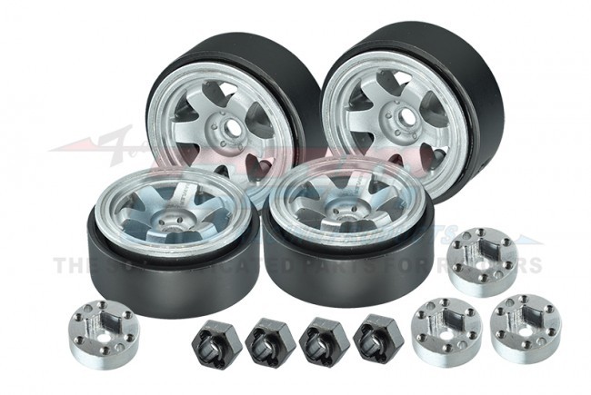 Gpm TRX4MZSP1221 Aluminum 1-inch Beadlock Wheel Rims Set 6 Poles Traxxas 1/18 4wd Trx-4m Ford Bronco 97074-1 / Defender 97054-1 Silver