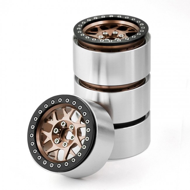 Universal Aluminium 2.2 Inch 45mm Beadlock Wheel Rims Set 1/10 Rc Axial Rbx10 Wraith / Traxxas Trx-4 Crawler Titan
