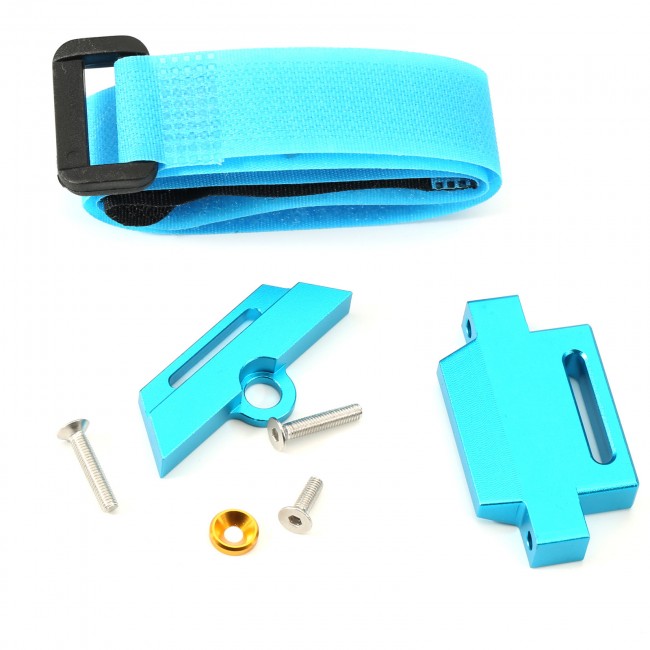 Aluminium Battery Holder Mount W/ Magic Strap 5822 5822a 1/10 Rc Traxxas Slash 2wd Chassis Short Course Light Blue