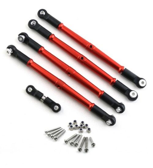 Aluminium Front & Rear Tie Rod Set W/ Steering Rod For Arrma 1/8 Kraton Outcast 6s Blx Red
