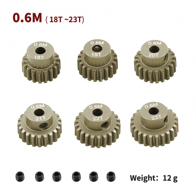 Aluminum 7075 Hard Coated M0.6 Pinion Gear Set 13 - 33t 3.175mm Holes 1/10 Tamiya Tt02 Xv02 Car 18-23t