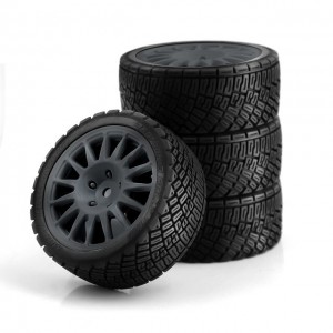 Tire And Wheel Rim Set Rally Style For 1/10 Rc Tamiya Tt01 Tt02 Ta06 Xv01 Onroad Truck