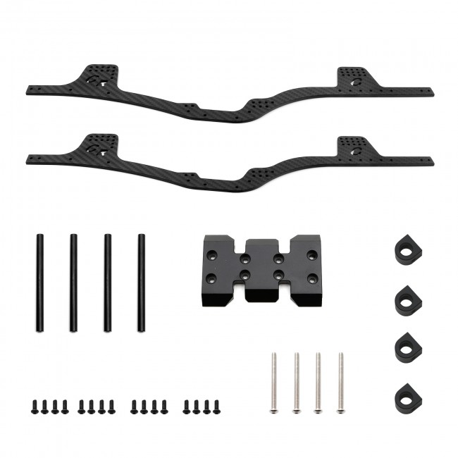 Carbon Fiber Chassis Kit Frame Girder Lcg Version 1/10 Rc Axial SCX10 & SCX10 Ii 90046 Crawler Black