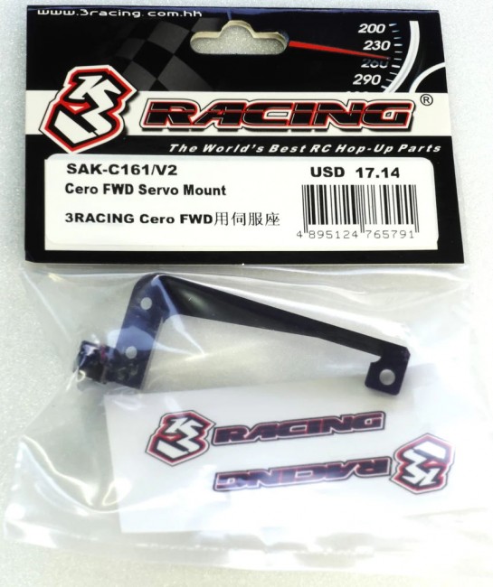 3racing SAK-C161/V2 Aluminium Cero Fwd Servo Mount Version 2 For Sakura 1/10 Fwd Cero Car 