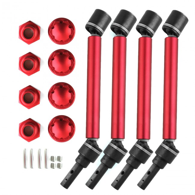 Aluminum Front / Rear Cvd Drive Shaft Assembly 17mm Hex Adapter Wheel Lock 1/10 Traxxas Maxx V2 Wide Maxx Monster 89086-4 Red